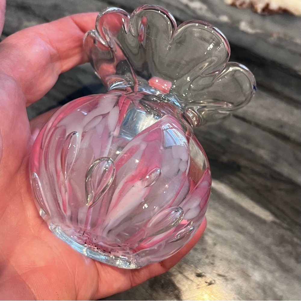 Bart Zimmerman Pink Controlled Bubble Ruffled Paperweight Bud Vase - Picture 10 of 10